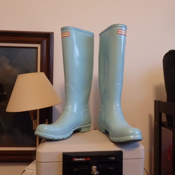 Robin's Egg Blue Original TALL Hunter boots US 10 - Picture 2 of 5